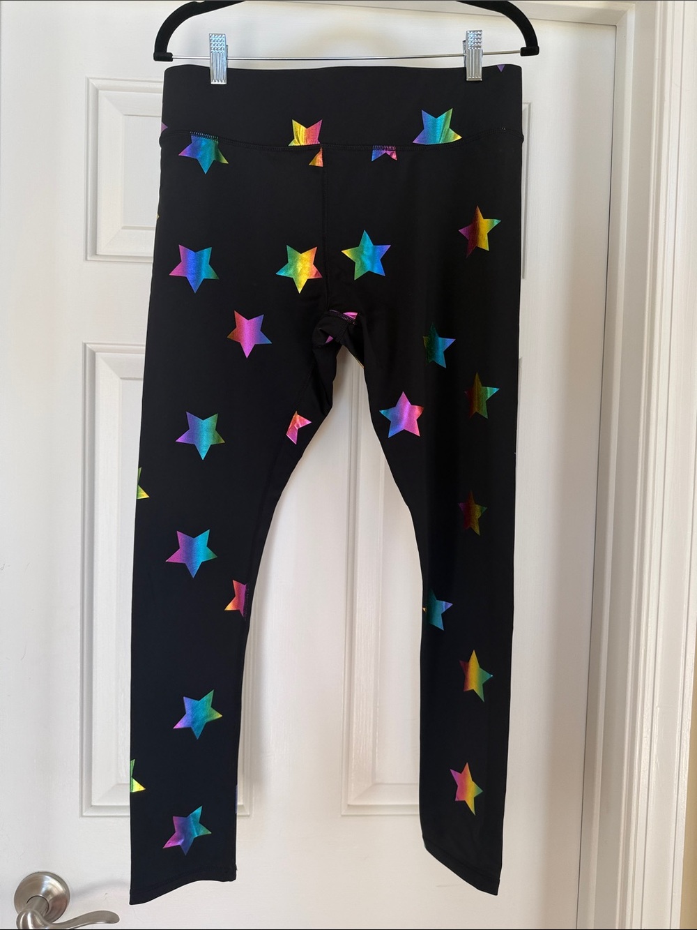 Terez Black Leggings with Rainbow Star Print